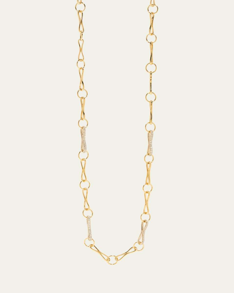 Large Motif Link Chain Necklace with Diamonds